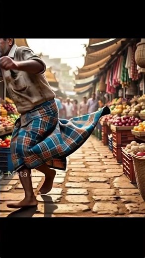 animated video. man chasing monkey.