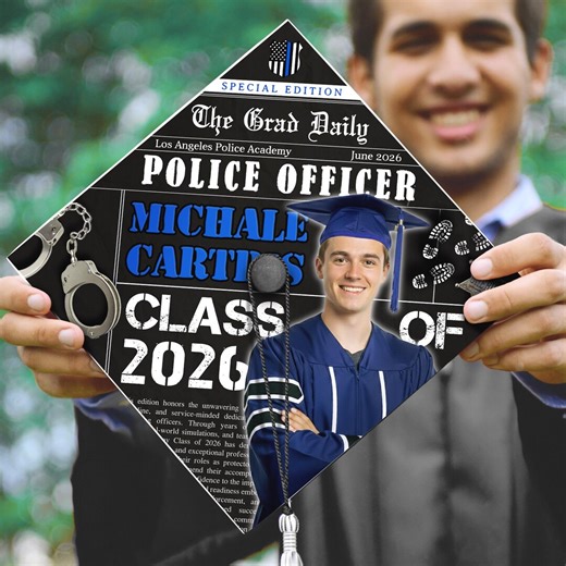 Custom Police Officer Grad Cap Topper, Personalized Police Graduation Decoration, Gift for Graduates, Class of 2026 - Etsy