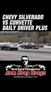 Chevy Silverado Squarebody vs Chevy Corvette running daily driver plus at The KRF Arm Drop Dragz | Aaron Robinson