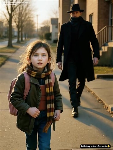 A Seven-Year-Old Girl Realized a Stranger in Black Was Walking Behind Her—But Instead of Running Home, She Did Something No One Expected It was supposed to be just another walk home from school. Seven-year-old Emma Parker skipped along the quiet street, her pink backpack bouncing behind her, scarf slipping off her shoulder again and again. But something about that day felt… off. The neighborhood was silent. No cars. No people. Just one tall figure standing by her apartment entrance, dressed head