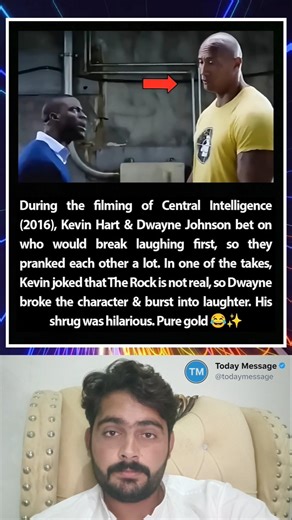 During the filming of Central Intelligence (2016), Kevin Hart & Dwayne Johnson bet who break laugh