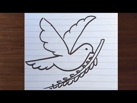 How to Draw a Dove with Olive Branch | Easy Peace Dove Drawing Step by Step