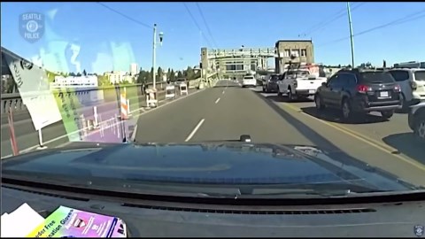Seattle car jumps over drawbridge trying to flee police