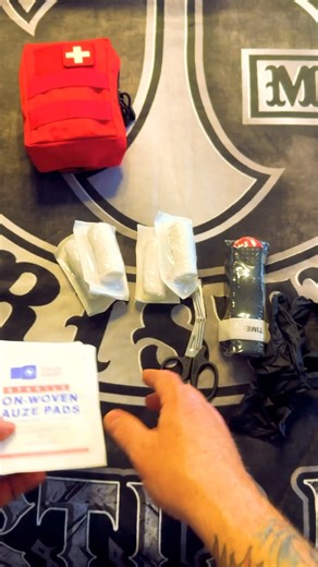 IFAK: Individual First Aid Kit This small molle enabled first aid kit measures 6” x 4” and is appropriate to throw in your backpack, or motorcycle bags. Set up to be a trauma kit, it has a tourniquet, rolled bandages, and 4x4 sponges for blood control, as well as gloves, trauma shears, and small first aid kit. It has just enough space left over for you to personalize it with whatever you need to add! We care about your safety! Getting first aid training, and knowing how to respond in an emergenc
