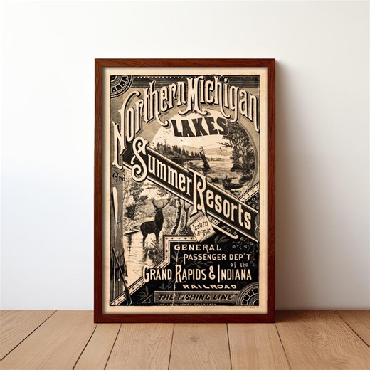 Northern Michigan Summer Resorts Vintage Art Print - Etsy