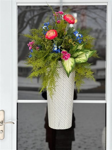 Summer Ranunculus Floral Door Swag, Front Door Decor, Farmhouse Decor, Summer Front Door Decor - Etsy