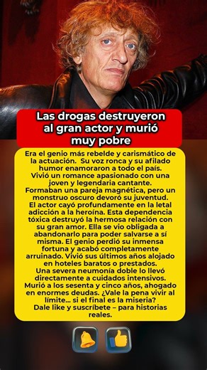 Las drogas destruyeron al gran actor y murió en la miseria #Enrique #Drogas #Ruina