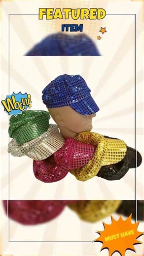 Party Caps with sequins assorted colours - Red