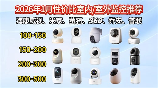 【建议收藏】2026年1月高性价比监控摄像头推荐！室内/室外监控器怎么选？覆盖100-500元价位推荐！语音交互、远程监控、监看老人|普联、米家、萤石等品牌推荐