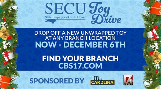 Annual SECU Toy Drive kicks off ahead of holidays in partnership with CBS 17
