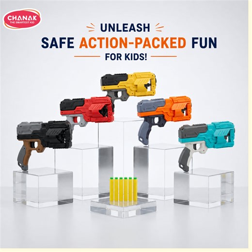 Chanak Six Fire Dart Blaster Gun for Kids, 45ft Range Toy