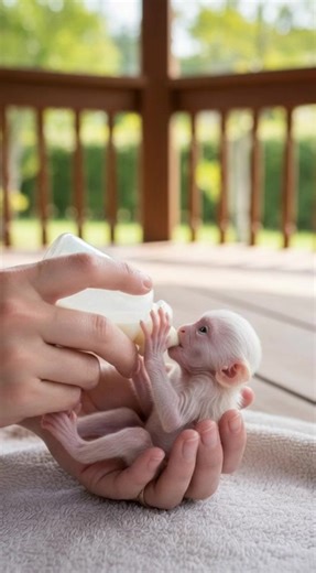 Adorable Newborn Monkey Enjoys His Milk Bottle