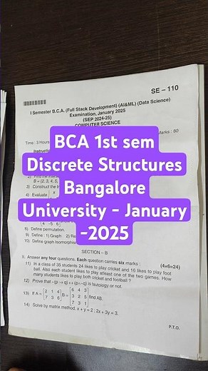 BCA 1st sem Discrete Structures Bangalore University - January -2025