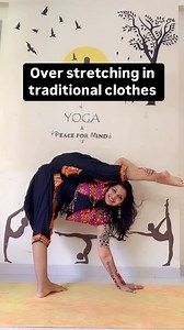 23K views · 5K reactions | Over stretching in traditional clothes 殺 #vaibhavlaxmijhala #indianyogini #fitnessmom #yogamom #trending #postpartumfitness #yogkaushalyaacedemy #stretching #overstretching #contortionstretch #contortionist #contortionistofinstagram #yogainspiration #yogachallenges | Yoga With Vaibhavlaxmi Jhala | Facebook