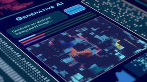 Futuristic Generative AI Interface Creating Abstract Digital Shapes