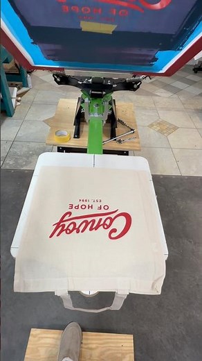 The easiest way to screen print tote bags! Make sure to use spray tack.
