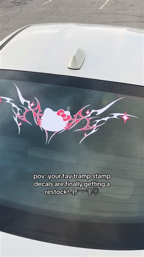 DARLINGFUL ࿐ ࿔*:･ on Instagram: "POV: your fav tramp stamp decals are finally getting a restock this sat 6/12! 💖 Get ready to give your ride a full glow up! 🤭💖 These will be available in both small & large sizes (sizes will be available on our website)."