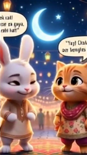 Funny Rabbit and Cat Chand Raat Celebration 🐰🐱🌙