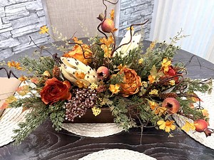 Fall Harvest Centerpiece – Rustic Table Arrangement for Dining Room or Entryway - Etsy