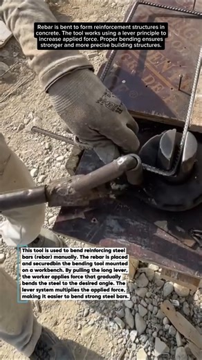 Manual Rebar Bending Tool at a Construction Site