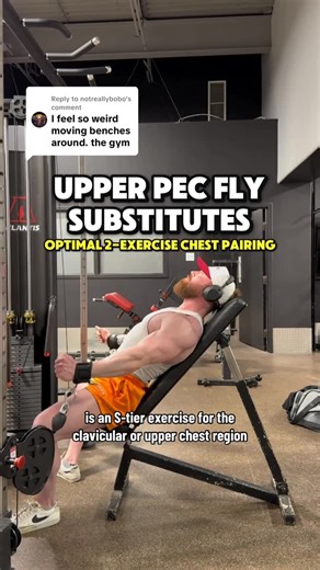 Ryan Jewers on Instagram: "Incline Cable Upper Pec Fly Substitutes • The Incline Cable Upper Fly is an S-tier upper chest exercise because it trains shoulder flexion and horizontal adduction together, provides high stability from the bench and a resistance profile that matches the internal leverage of the upper pec, and reduces tricep contribution, allowing for greater motor unit recruitment. • However, the setup can be annoying since it requires a bench. It also requires a narrow cable stack, w