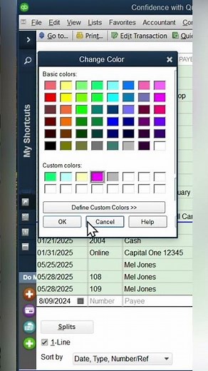 How to customize your check register "color" in QuickBooks