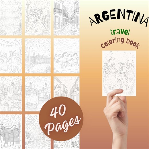 Argentina Coloring Pages Printable PDF – South America Travel Coloring Book – Patagonia, Tango & Nature – Cultural Coloring Pages - Etsy