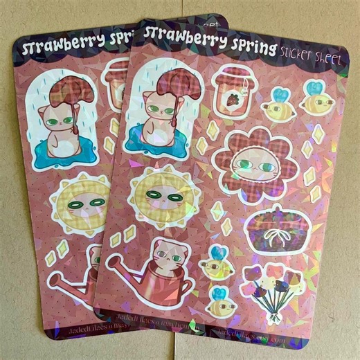 Strawberry Spring Sticker Sheet | Waterproof - Etsy
