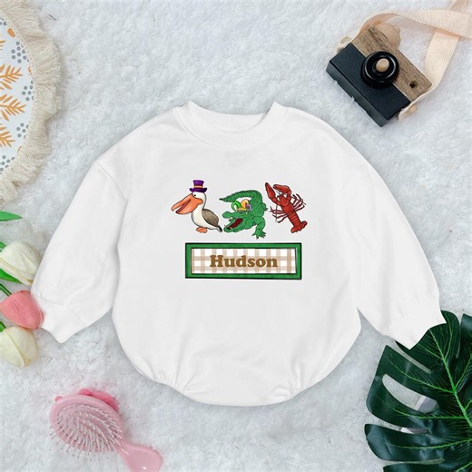 Louisiana Baby Romper, Cajun Baby Clothes, Alligator Crawfish Baby Romper, Custom Name Baby Romper, Southern Baby Gift, Unisex Baby Outfit - Etsy