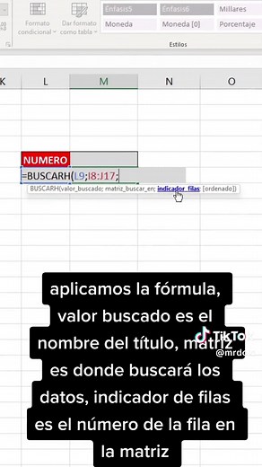 función buscarh en #excel #excelfacil #mrdolc #cursos #aprendeentiktok