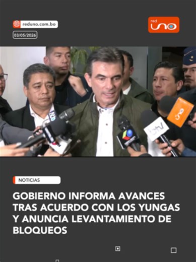 El Gobierno confirmó avances tras el acuerdo con dirigentes de los Yungas y anunció el levantamiento progresivo de los bloqueos desde este lunes. La medida contempla el ingreso inmediato de maquinaria y cisternas, además de un plan que combina soluciones urgentes. ▶ Mas información en www.reduno.com.bo #RedUno #RedUnoDigital #Notivisión #NTVInforma #Bolivia