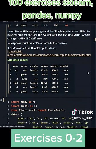 100 exercises 0-2 #sklearn #scikitlearn #pandas #numpy #python #pythonista #code #datascience #programminglife #datascientist