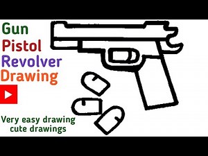 🔫how to draw gun drawing easy with color step by step drawing pistol revolver drawing bullet rainbow