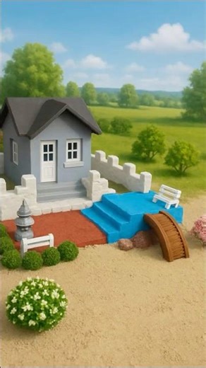 🏡 Building a Chill Zone by My Mini House with Pool 🌊 #miniature #diy