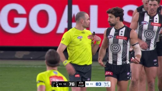 'You believe so?!': Drama as ump's dangerous tackle call infuriates Pies