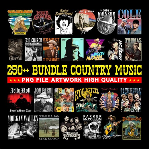 250   Country Music Artist Bundle Design / Tshirt Print Design / PNG / POD Digital Download - Etsy