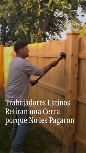 Un grupo de trabajadores latinos que realizan construcciones en EE. UU. deshizo una cerca porque un hombre se negó a pagarles. Todo el equipo se reunió para reclamar, pero al no obtener respuesta, entraron a llevarse la madera que habían colocado. #viralnmás #EEUU #latinos #construccion