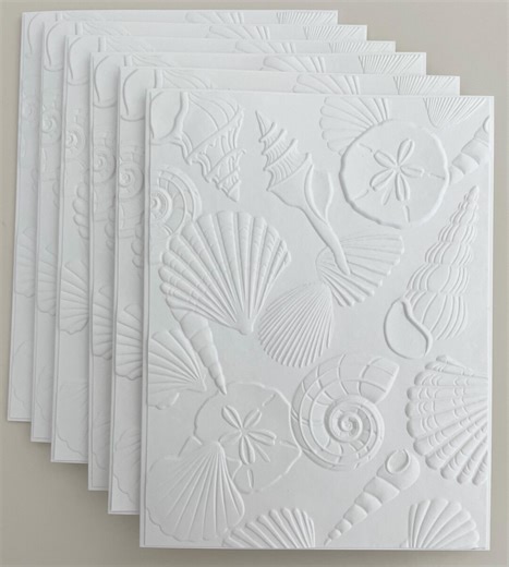 Embossed Seashell Notecards: Handmade Beach White Greeting Cards, Blank Set of 6, Envelopes - Etsy