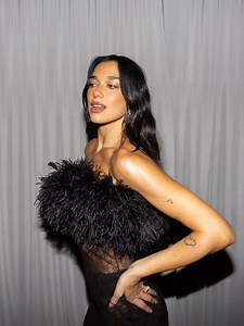 Dua Lipa Celebrates the End of Her Tour in a Feathery Gucci Party Dress