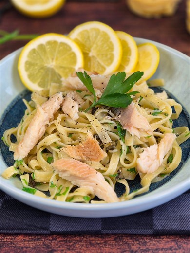 Tagliatelle mit Forelle | Rezept in Bio #kochvideo #rezept #fyp #fischrezepte #pasta