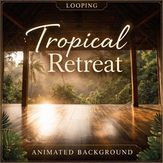 Tropical Jungle Sunrise Loop | Animated background, ocean, beach, jungle, tropical video | Streaming, reels, YouTube, VJ visuals