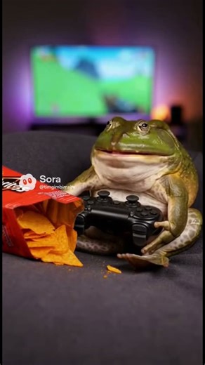 frog eats his daily Doritos