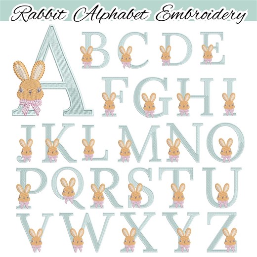 Peter Rabbit Alphabet Machine Embroidery, Easter Font (digital Download) - Etsy