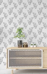 Myphotostation Floral Peel and Stick Wallpaper Removable Self Adhesive Botanical Wall Mural Cactus Wallpaper W 20" x H 124"