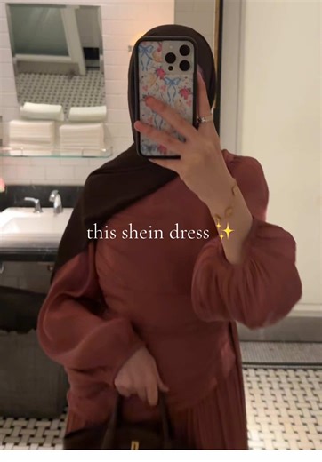 SHEIN did their thing with this modest hijab friendly dress 😍 #OOTD #fyp #outfitinspo #modestoutfits #hijabi