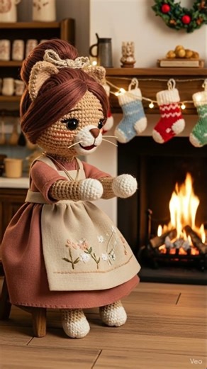 🎄ASMR Christmas Cake Recipe: Baking with Liliane's Wool Cat 🐱🎂 | Holiday Sounds #cut #shortvideo