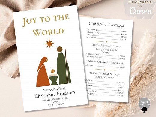 LDS Christmas Program | Editable Canva Sacrament Meeting Template - Etsy
