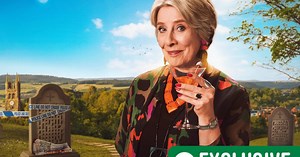 Downton Abbey's Phyllis Logan scales church gate in quirky first look at Murder Most Puzzling