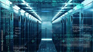 Animation of data processing and digital information flowing
