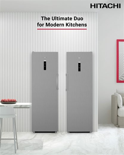 No two kitchens are the same—and neither should your fridge and freezer be. With doors that swing left or right, the Hitachi Freestanding Freezer and Single Door Fridge pair gives you flexibility to fit in snug spots. Fast freezing locks in nutrients and flavour, while spacious, tidy storage and energy-saving LED lights keep your ingredients fresh, visible, and ready whenever you are.​ #Hitachi #HomeAppliances #HitachiHomeAppliances #Freezer #Fridge | Hitachi Home Appliances